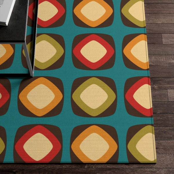 Retro Mod Squares Multicolor MCM Accent Rug | lovevisionkarma.com