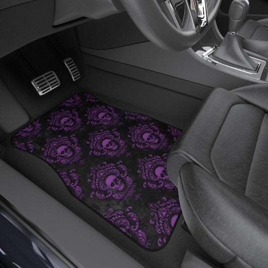 Glam Goth Skulls Purple & Black Car Mats (Set of 4) | lovevisionkarma.com