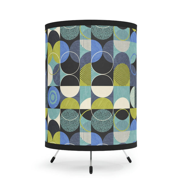 Retro Mid Century Mod Abstract Blue and Green Tripod Tabletop Accent Lamp | lovevisionkarma.com