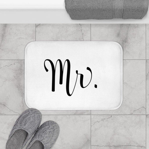 "Mr." White Modern Minimalist Bath Mat | lovevisionkarma.com