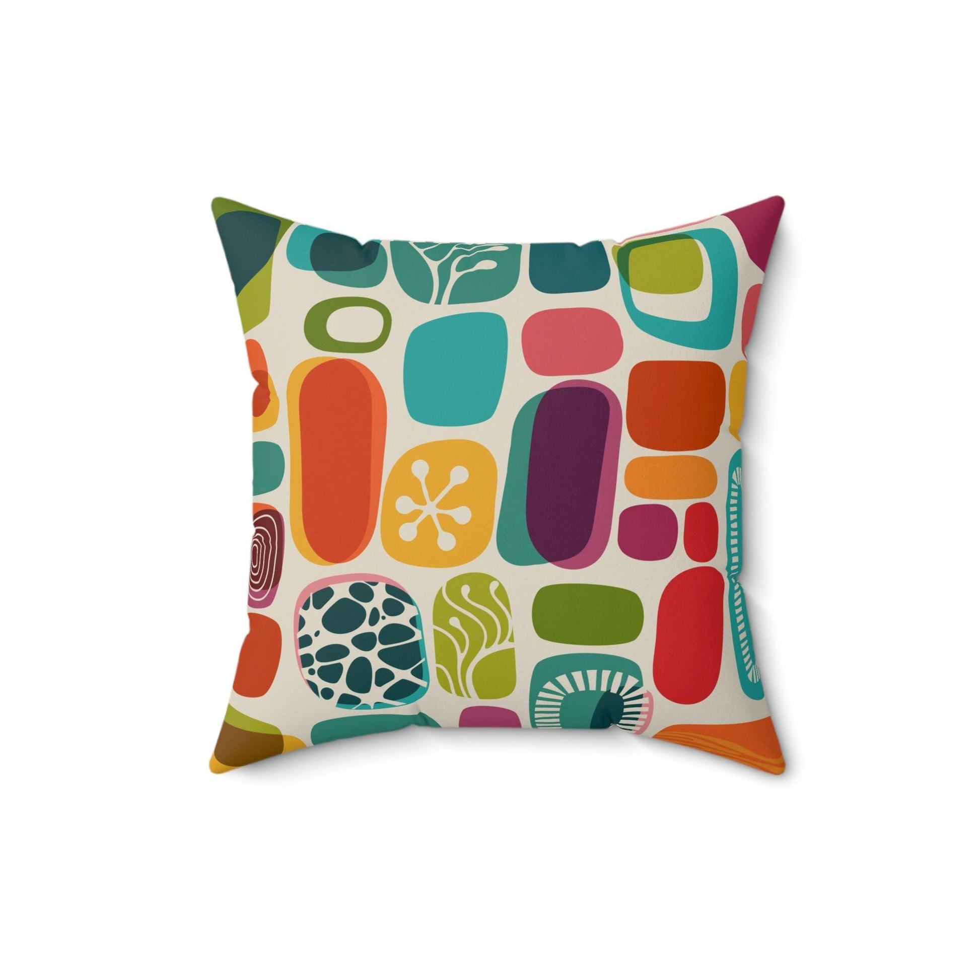 Retro 50s 60s Mid Century Mod Abstract Vibrant Multicolor Throw Pillow | lovevisionkarma.com