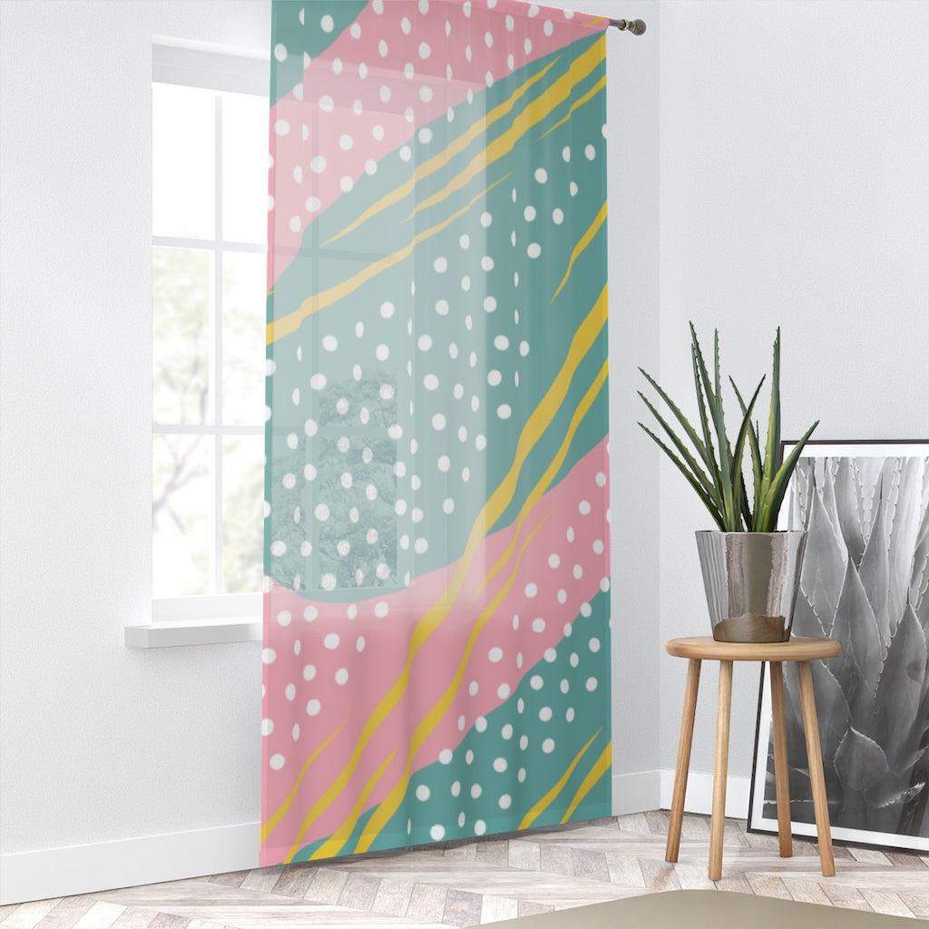 Retro Boho Abstract Pastel Sheer Window Curtain | lovevisionkarma.com