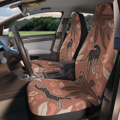 Retro Boho Leopard Pink & Brown Mod Car Seat Covers | lovevisionkarma.com
