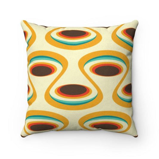 Groovy Retro 60s Waves Brown & Orange MCM Pillow | lovevisionkarma.com