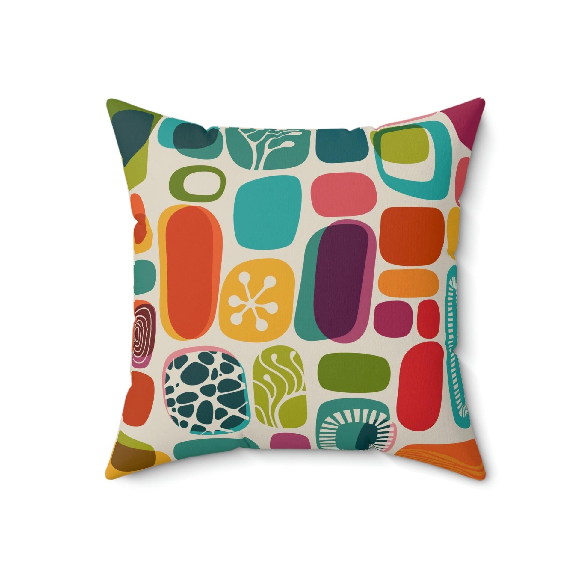 Retro 50s 60s Mid Century Mod Abstract Vibrant Multicolor Throw Pillow | lovevisionkarma.com