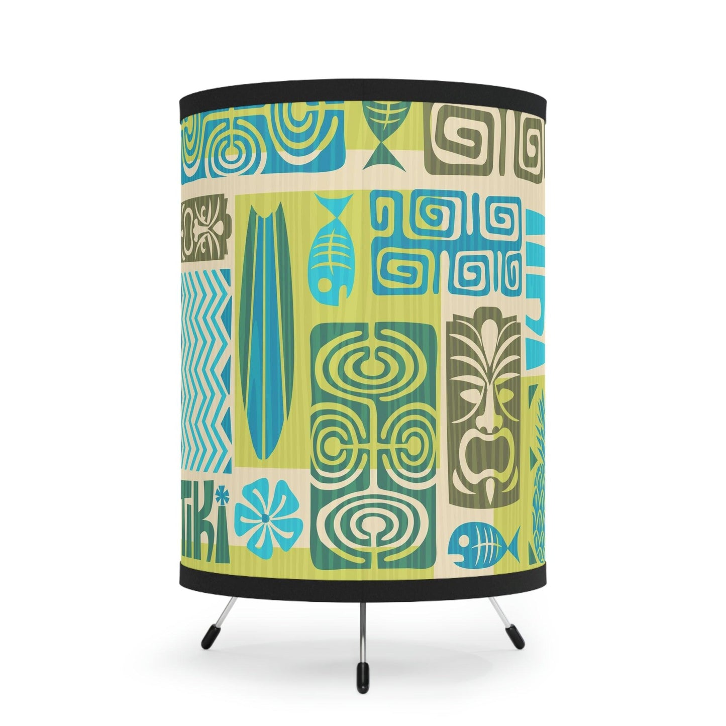 Retro Tiki 60's Mid Century Mod Green and Blue Tabletop Tripod Lamp | lovevisionkarma.com