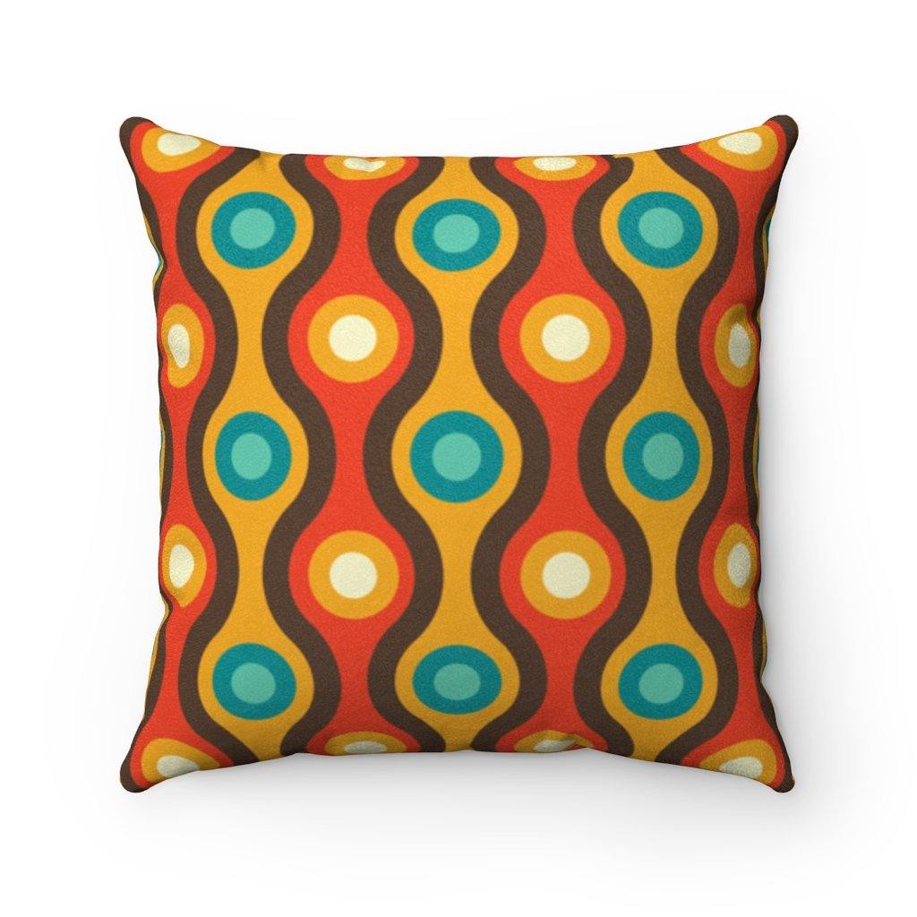 Retro 60s 70s Waves Mid Century Mod Brown & Orange Pillow | lovevisionkarma.com