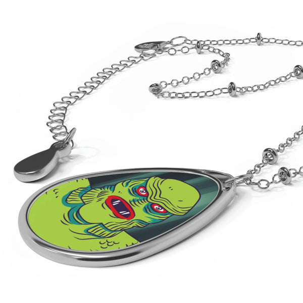 Valentine's Day Creature from the Black Lagoon, Oval Pendant Necklace | lovevisionkarma.com
