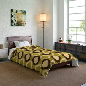 Retro Mod Squares MCM Green Comforter | lovevisionkarma.com