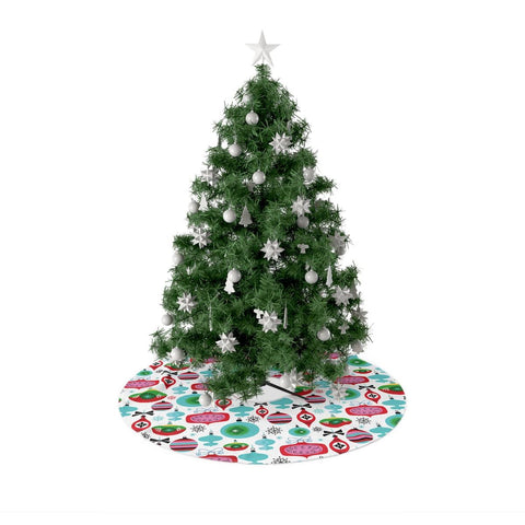 Retro 50's Ornament and Baubles on Multicolor Christmas Tree Skirt | lovevisionkarma.com
