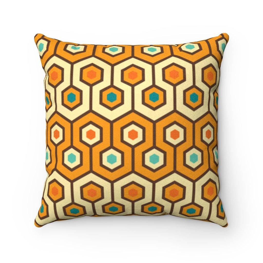 Retro 60's Mid Century Mod Hexagon Orange Pillow | lovevisionkarma.com