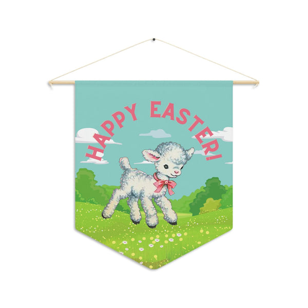 Vintage Happy Easter Retro Lamb MCM Wall Pennant | lovevisionkarma.com