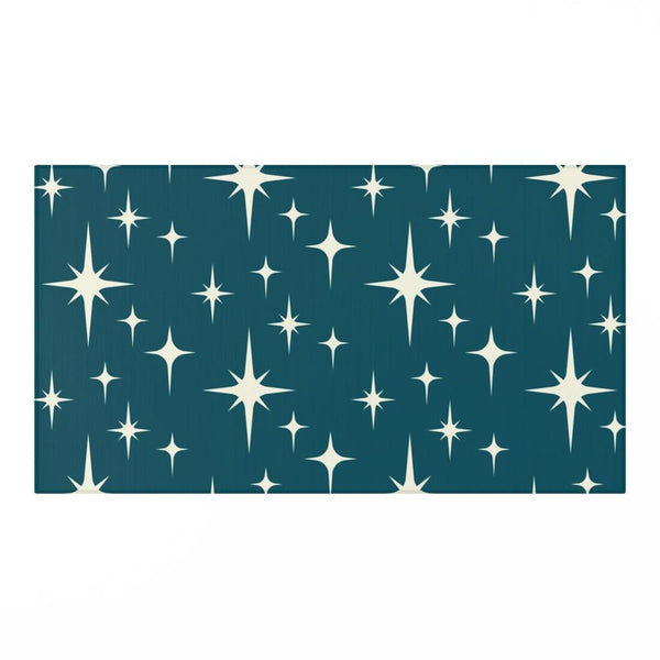 Atomic Starburst Mid Century Blue Non-Slip Rug | lovevisionkarma.com
