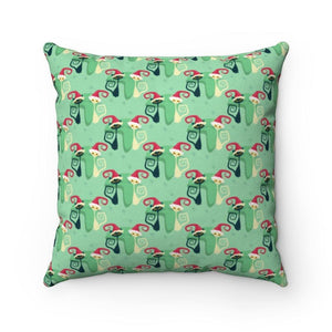 Atomic Christmas Cats Retro Mid Century Green Pillow | lovevisionkarma.com