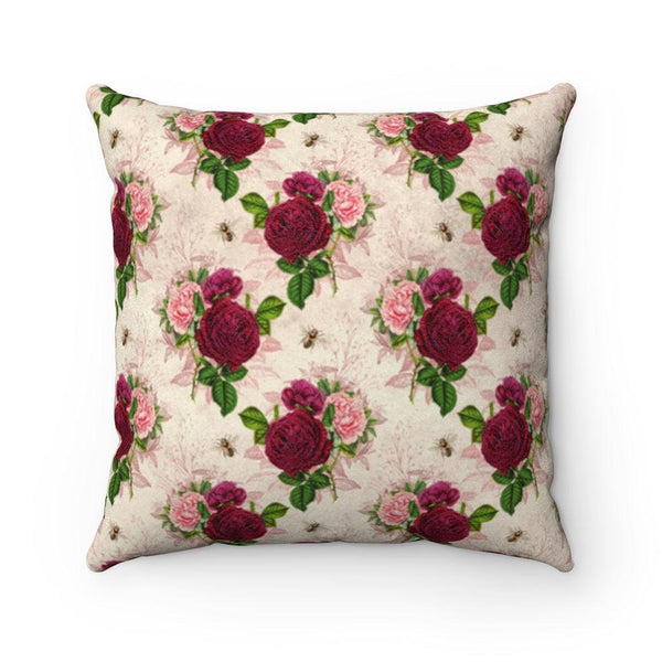 Vintage Floral and Honeybee Multicolor Shabby Chic Pillow | lovevisionkarma.com