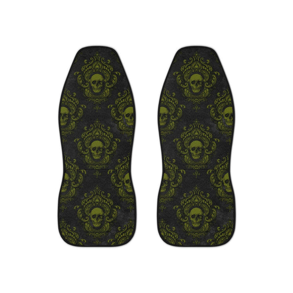 Green Gothic Skulls with Ornate Frames Glam Goth Car Seat Covers | lovevisionkarma.com