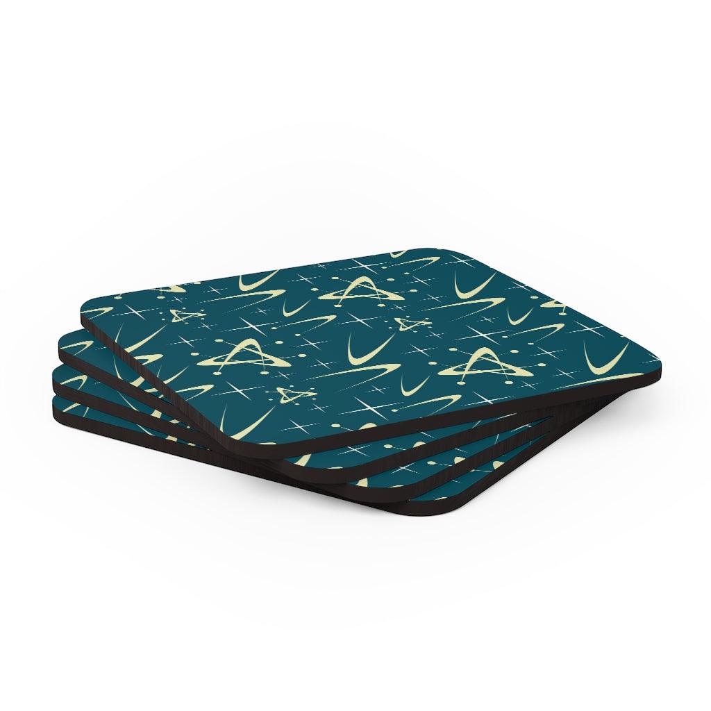 Retro Atomic Boomerang Blue Mid Century Coaster Set | lovevisionkarma.com