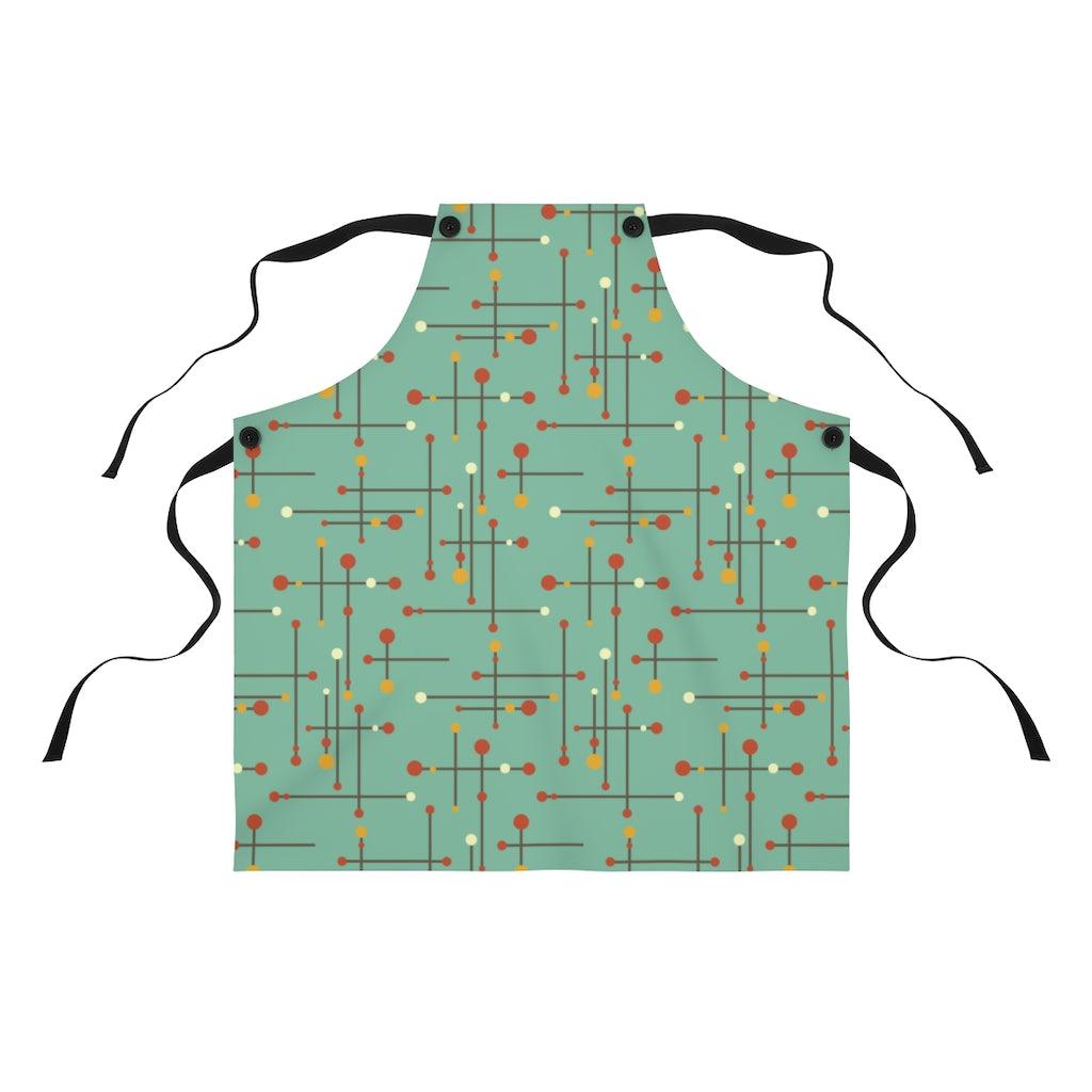 Mid Century Modern Lines Teal Apron | lovevisionkarma.com