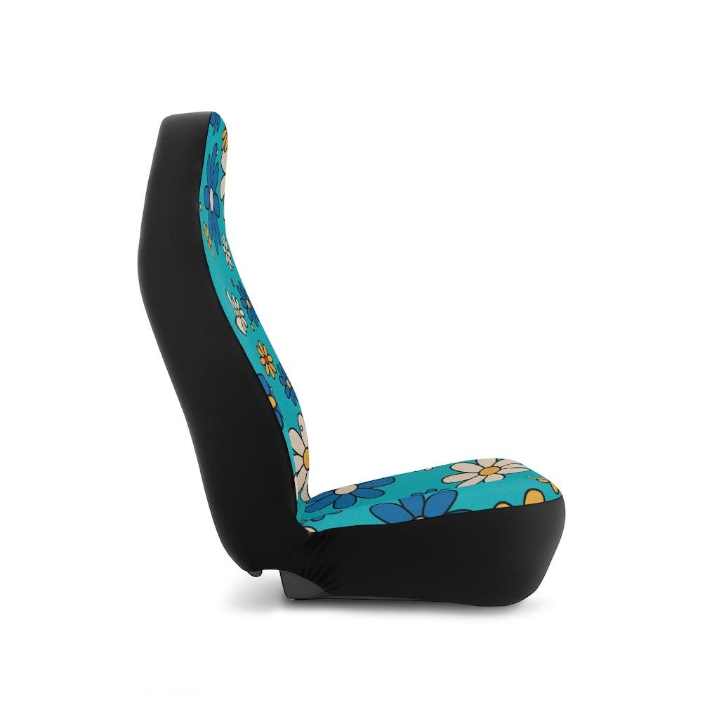 Boho Daisy Groovy Hippie Blue Car Seat Covers | lovevisionkarma.com