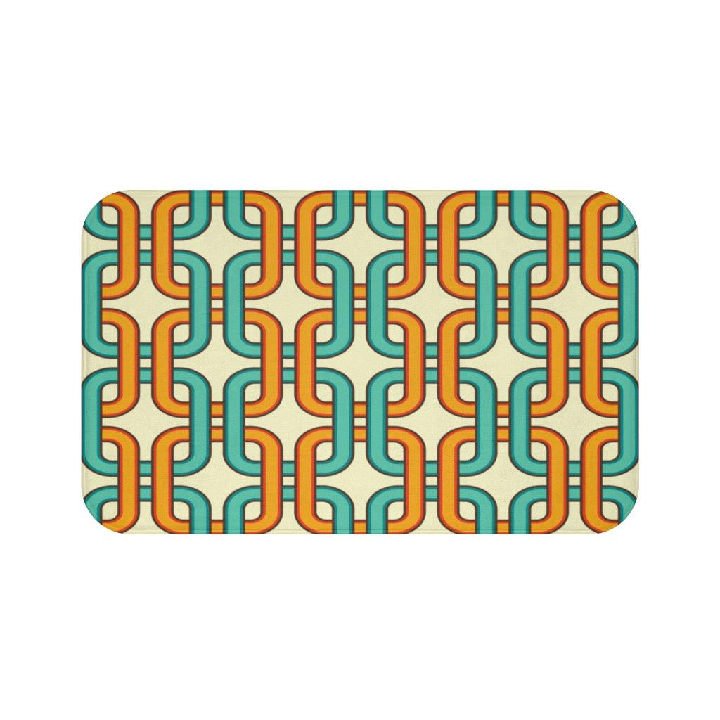 Retro 60's Links Mid Century Blue & Orange Bath Mat | lovevisionkarma.com