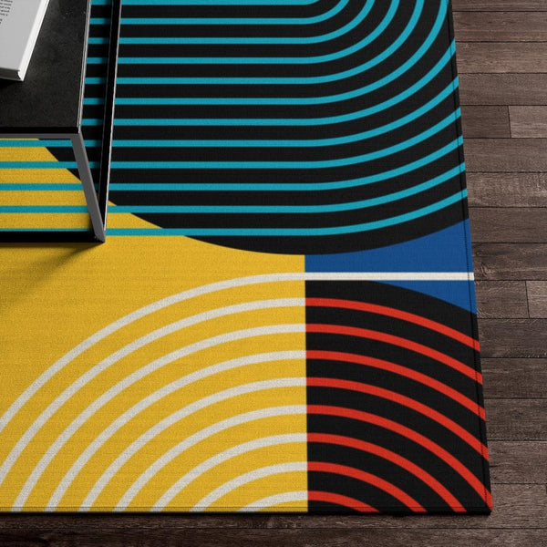Retro Bauhaus Multicolor MCM Anti-Slip Rug | lovevisionkarma.com