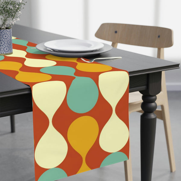 Mid Century Modern Table Runner, Multicolor Abstract Retro Table Linens | lovevisionkarma.com