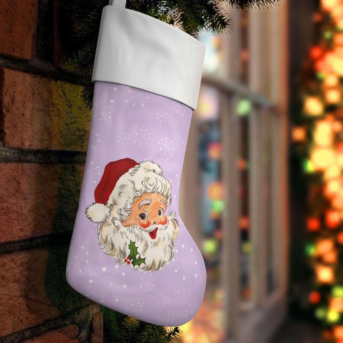 Retro Santa MCM Atomic Burst Lilac / Pastel Purple Christmas Stocking | lovevisionkarma.com