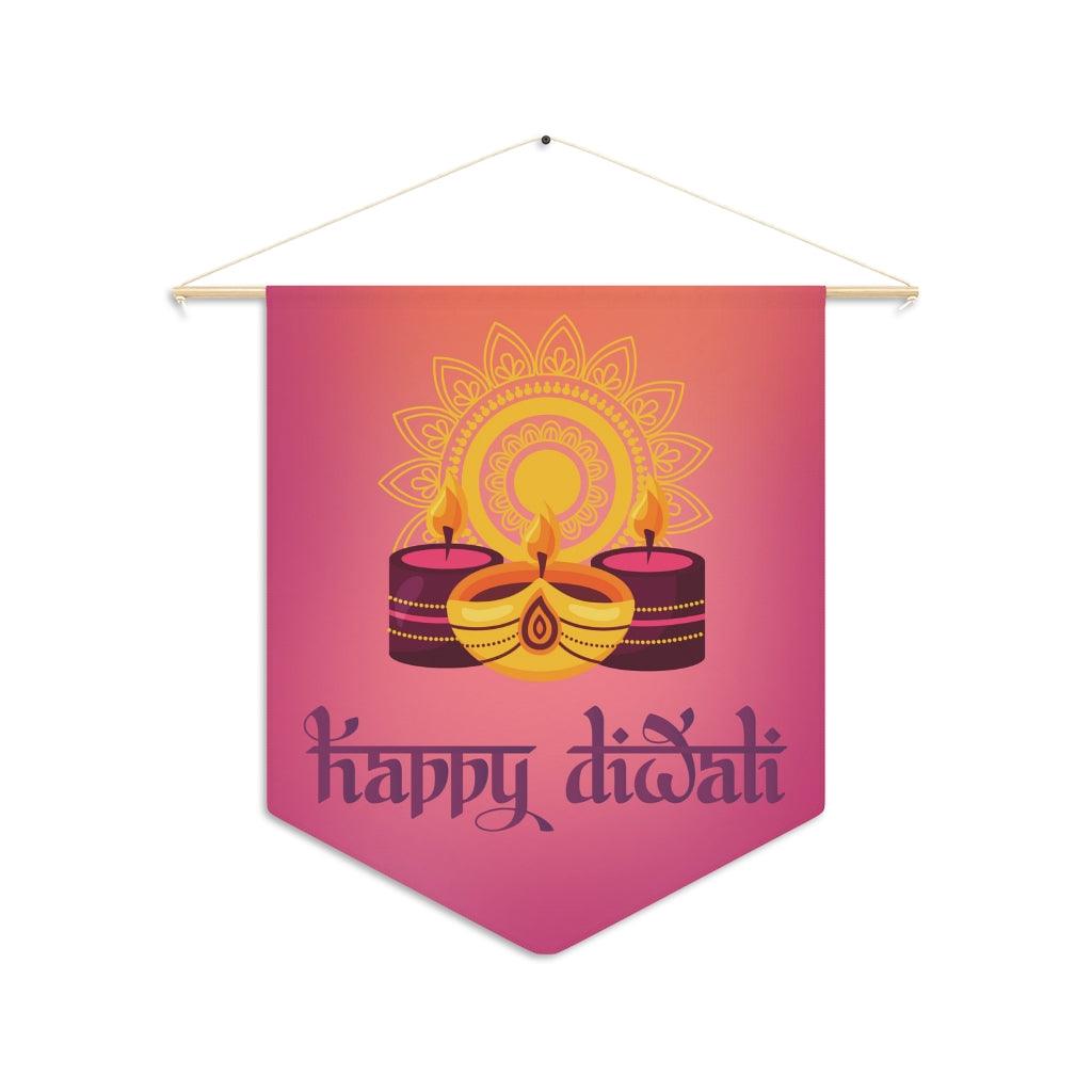 Diwali Home Decor, Yellow, Pink & Purple Wall Decor Pennant | lovevisionkarma.com