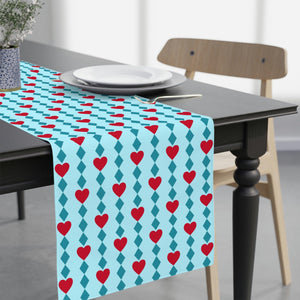 Retro Valentine's MCM Blue and Red Table Runner | lovevisionkarma.com