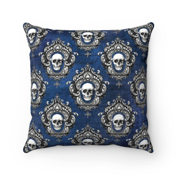 Gothic Skulls Blue Halloween Pillow Glam Goth Decor | lovevisionkarma.com
