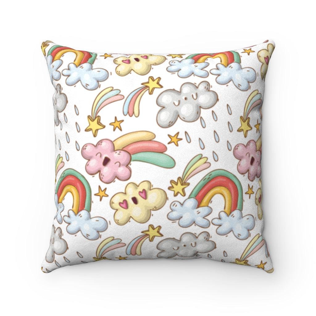 Rainbows and Clouds Whimsical Pillow | lovevisionkarma.com