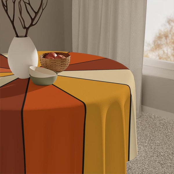 Boho Burst Orange and Yellow Retro Square Tablecloth | lovevisionkarma.com