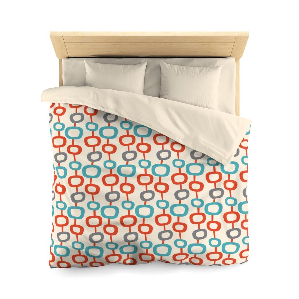 Retro Mod Abstract Blue, Orange & Grey MCM Duvet Cover | lovevisionkarma.com