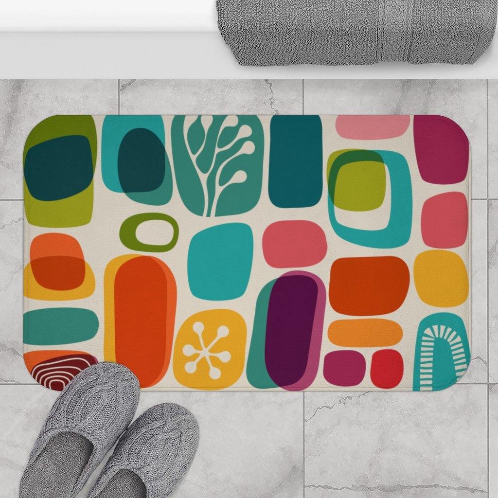 1960s, 70s Mid Century Modern Vibrant Abstract Bath Mat | lovevisionkarma.com