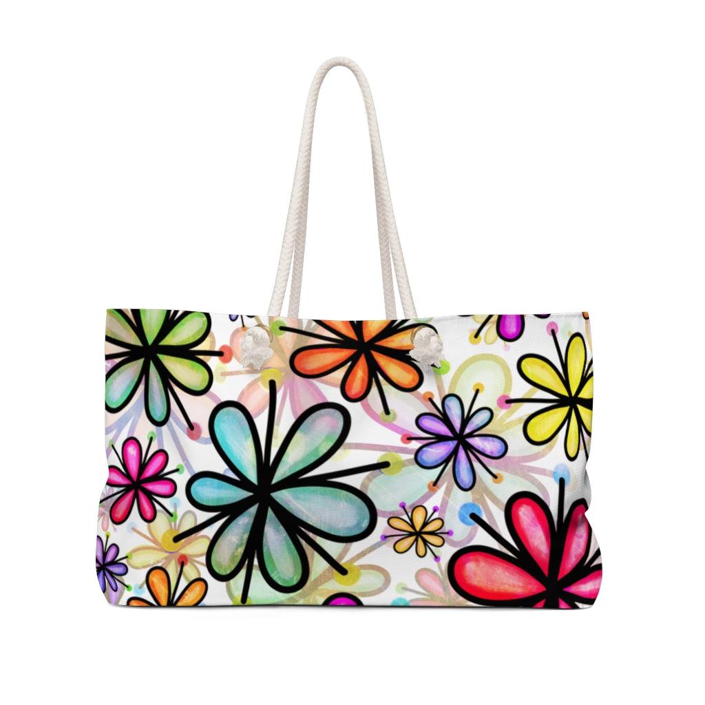 Cute Summer Flowers Multicolor Weekender Bag | lovevisionkarma.com
