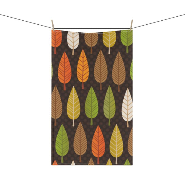Retro Leaves MCM Brown, Orange & Green Cotton Kitchen Towel | lovevisionkarma.com