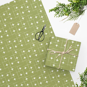 MCM Green Atomic Burst Gift Wrapping Paper | lovevisionkarma.com