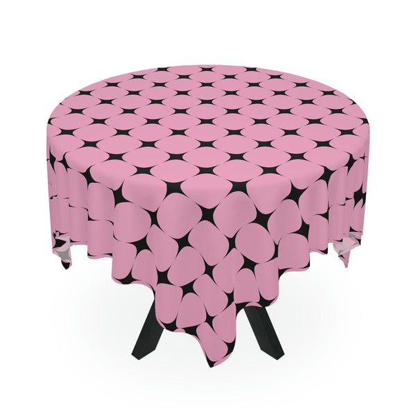 Retro 50s Atomic Starbursts Black and Pink MCM Tablecloth | lovevisionkarma.com