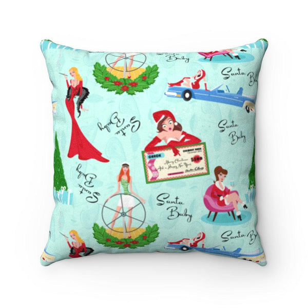 Retro Christmas Mid Century Multicolor Pillow "Santa Baby" | lovevisionkarma.com