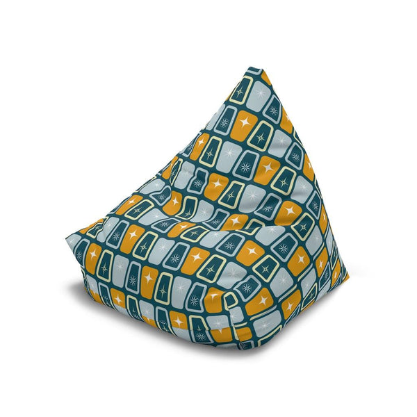 Retro Atomic Starburst MCM Blue & Mustard Bean Bag Chair COVER | lovevisionkarma.com