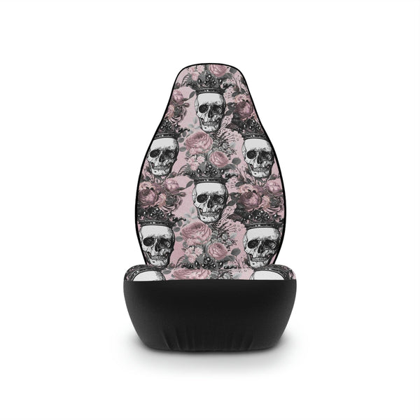 Skulls with Crowns Blush Pink Floral Goth Glam Car Seat Covers | lovevisionkarma.com