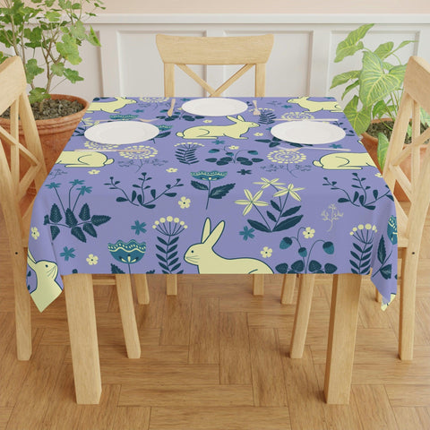 Nordic Easter Retro Style Blue and Purple Tablecloth