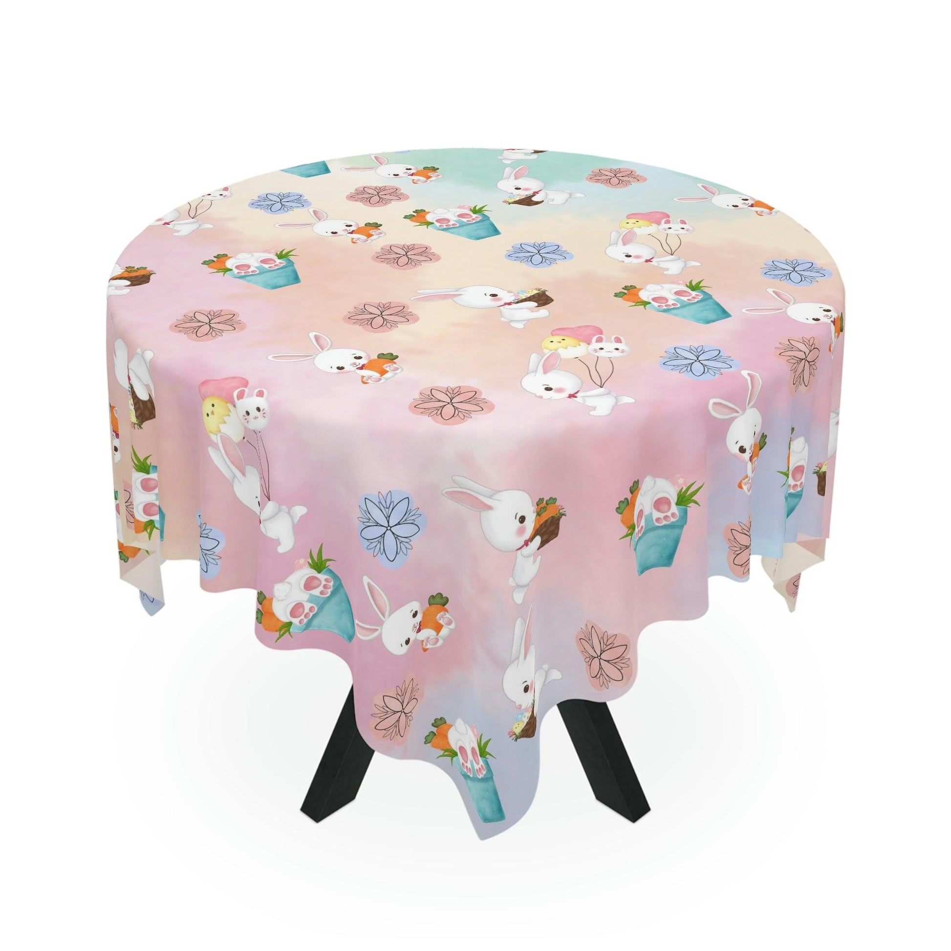 Easter Bunnies Cute Pastel Square Tablecloth | lovevisionkarma.com