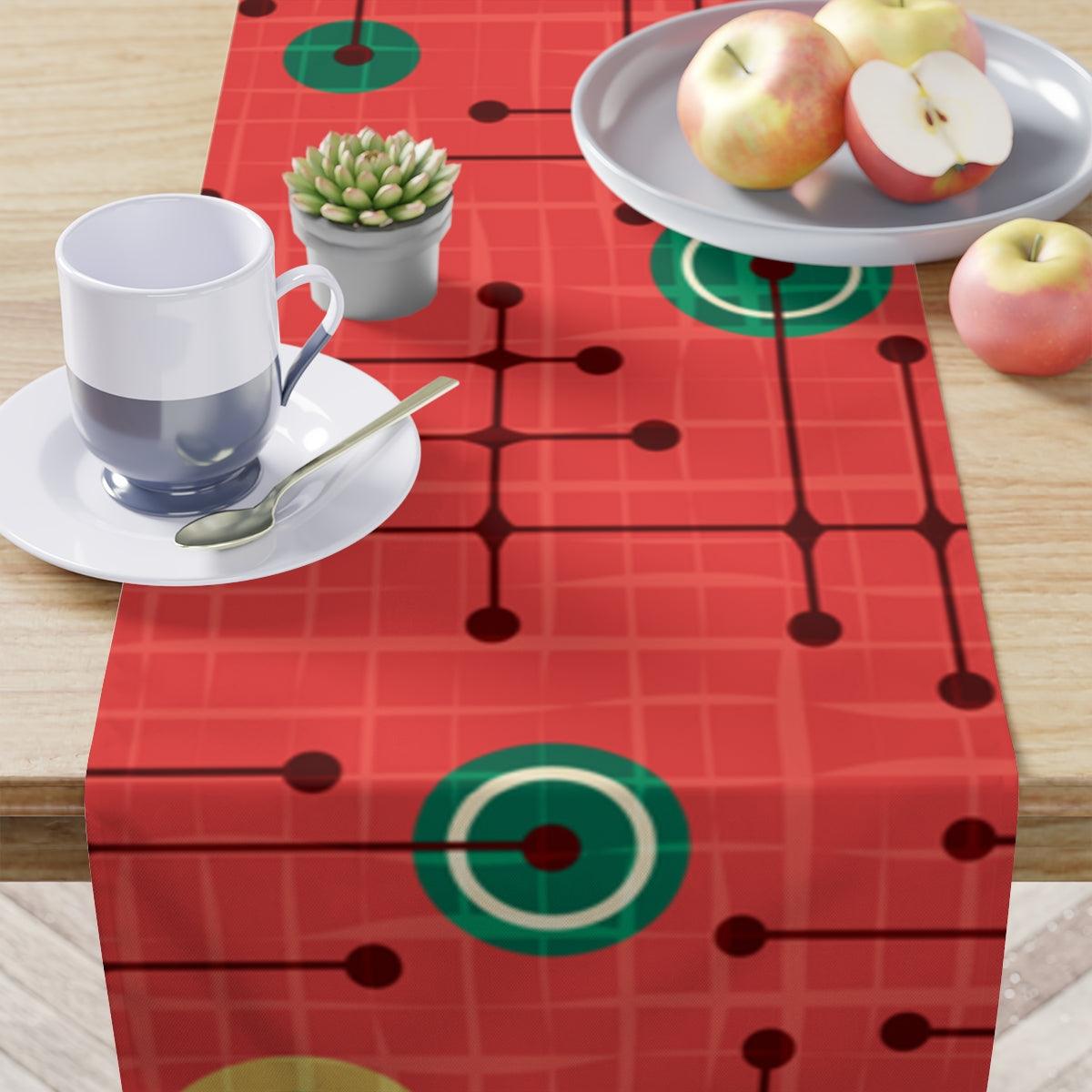 Christmas Mid Century Style Geometric Red Table Runner | lovevisionkarma.com