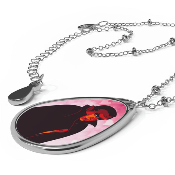 Valentine's Day Dracula, Vampire Kitsch Oval Pendant Necklace | lovevisionkarma.com
