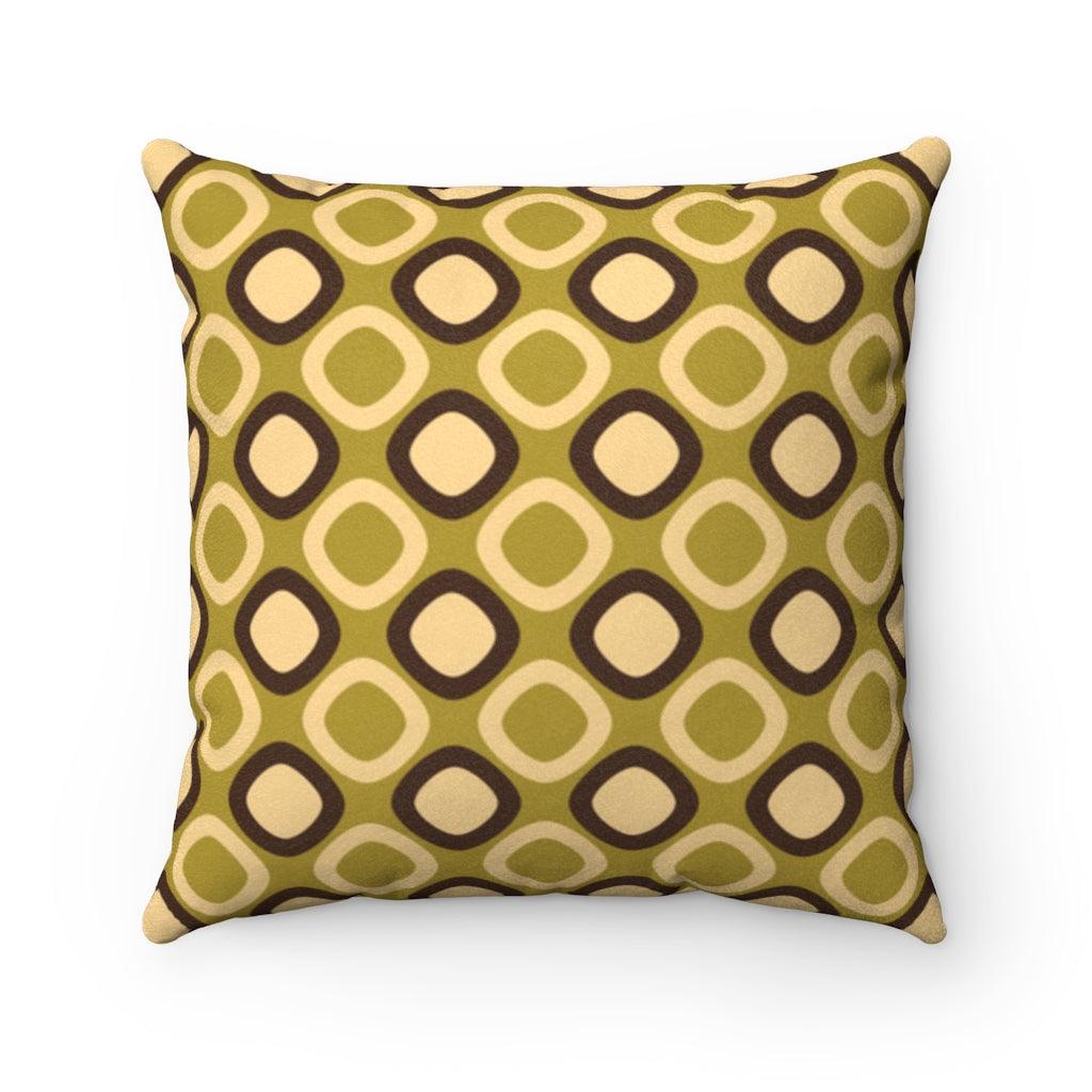 Retro Mod Squares Mid Century Green Pillow | lovevisionkarma.com
