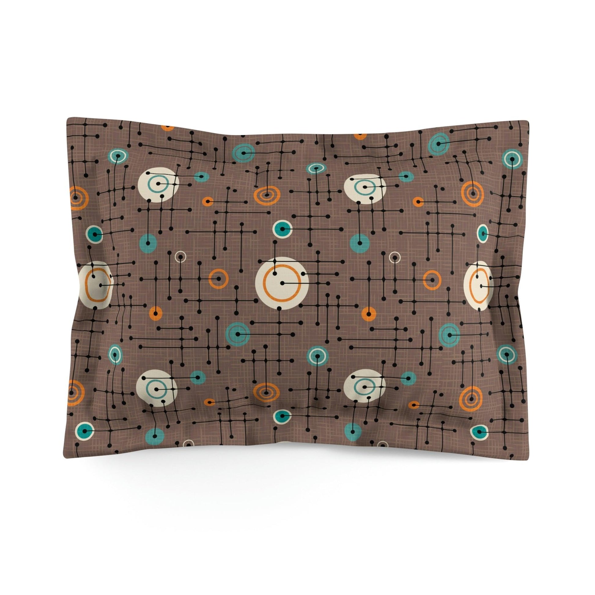 Retro 50s MCM Eames Inspired Lines Brown Pillow Sham | lovevisionkarma.com