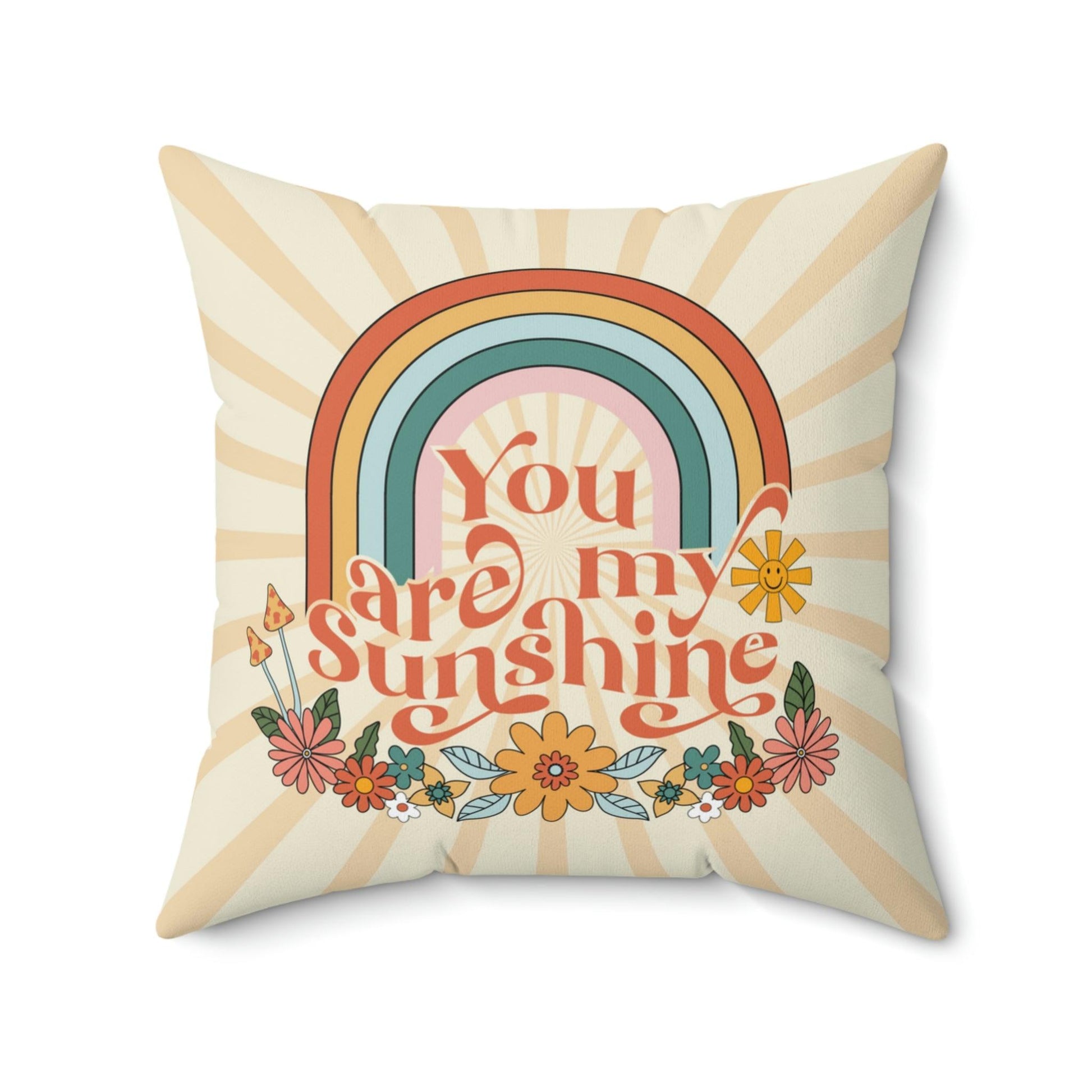 Groovy 60s "You Are My Sunshine" Colorful MCM Throw Pillow | lovevisionkarma.com