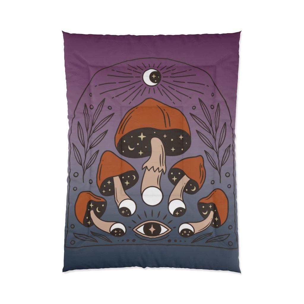 Boho Mushroomcore Celestial Witchcore Comforter | lovevisionkarma.com