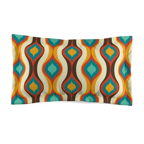 Retro Geometric Waves Brown, Orange & Blue Mid Century Modern Pillow Sham | lovevisionkarma.com